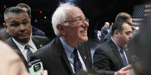 Democratic presidential candidate, Sen. Bernie Sanders, I-Vt. greets supporters after speaking at a campaign rally, Monday, March 7, 2016, in Dearborn, Mich. (AP Photo/Charlie Neibergall)