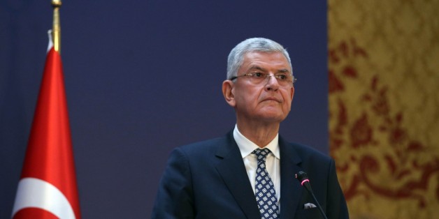 ANKARA, TURKEY - JANUARY 25: Turkey's EU Minister Volkan Bozkir holds a press conference at the end of the Turkey - European Union (EU) ministerial political dialogue meeting in Ankara palace in Ankara, Turkey on January 25, 2016.
(Photo by Abdulhamid Hosbas/Anadolu Agency/Getty Images)