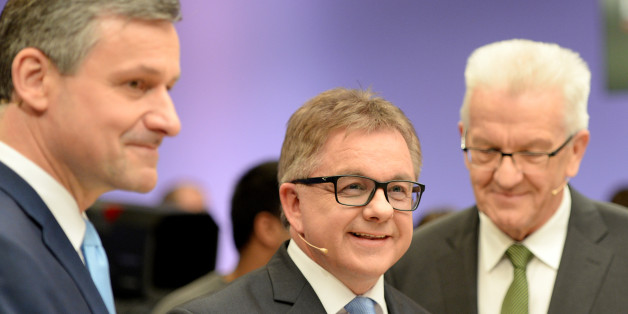 Die Spitzenkandidaten der Parteien Hans-Ulrich Rülke (FDP), Guido Wolf (CDU) und Winfried Kretschmann (Bündnis 90/Die Grünen)