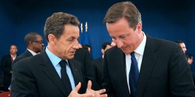 Nicolas Sarkozy et David Cameron lors d'un sommet sur l'ère post-Kadhafi le 1er septembre 2011 à Paris
