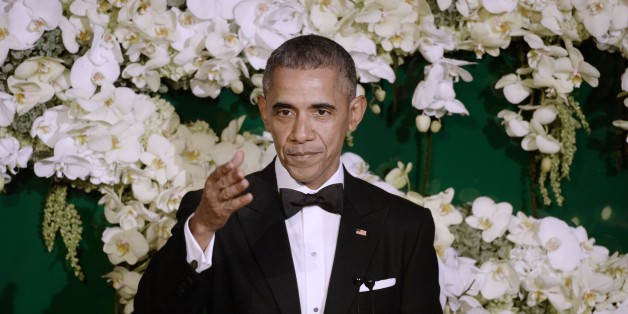 WASHINGTON, DC - MARCH 10:
President Barack Obama acknowledges Prime Minister Trudeau mother Margaret Trudeau
during a State Dinner at the White House March 10, 2016 in Washington, D.C. (Photo by Olivier Douliery-Pool/Getty Images)