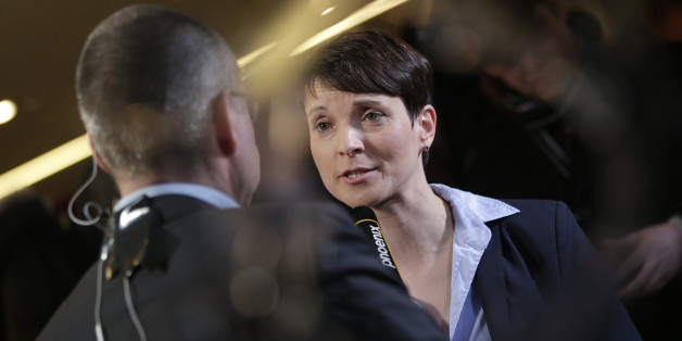 AfD-Chefin Frauke Petry bei einem Interview nach den Landtagswahlen in Sachsen-Anhalt, Baden-Württemberg und Rheinland-Pfalz