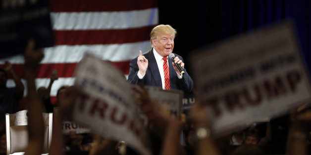 Republican presidential candidate Donald Trump speaks at a campaign event in Tampa, Fla., Monday, March 14, 2016. (AP Photo/Gerald Herbert)