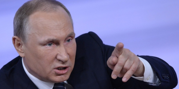 Russian President Vladimir Putin speaks during his annual press conference in Moscow on December 17, 2015. Russian President Vladimir Putin fired off an angry tirade against Turkey on December 17, ruling out any reconciliation with its leaders and accusing Ankara of shooting down a Russian warplane to impress the United States. AFP PHOTO / NATALIA KOLESNIKOVA / AFP / NATALIA KOLESNIKOVA (Photo credit should read NATALIA KOLESNIKOVA/AFP/Getty Images)