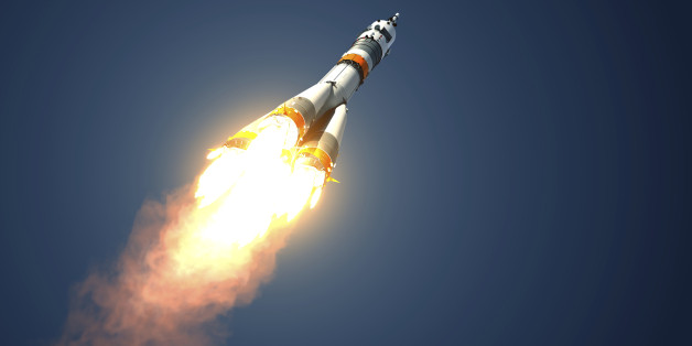 Carrier Rocket 'Soyuz-FG' Takes Off. 3D Scene.