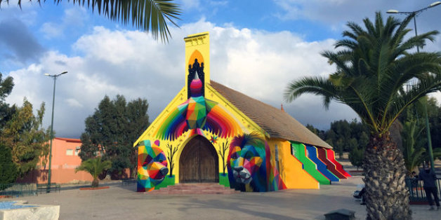 L'ancienne église de Youssoufia repeinte par le street artiste Okuda San Miguel (PHOTOS)