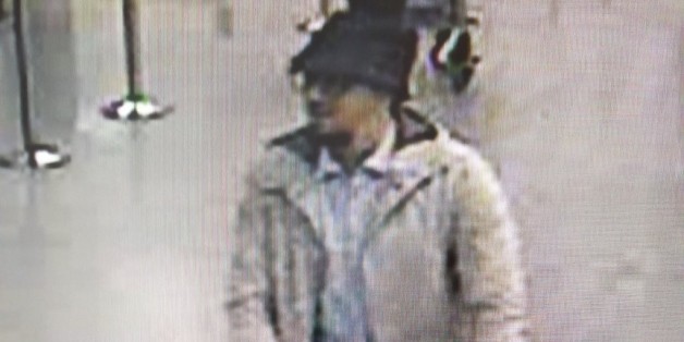 BRUSSELS, BELGIUM - MARCH 22: A handout photo, published on Belgian Federal Police Department's Twitter account, shows a suspicious man, allegedly linked with today's multiple terrorist attacks, is driving a luggage cart at the Zaventem airport in Brussels, Belgium on March 22, 2016. Police ask for denouncement for the suspected terrorist, believed fled and runaway from police, if anyone see or get information about him. At least 34 people were killed and more than 100 injured in multiple explosions at an airport and metro station in Brussels on today's morning. Metro stations were closed and flights to Zaventem airport diverted while the Eurostar rail service was also cancelled into and out of Brussels. (Photo by Belgian Federal Police Department's Twitter account/Anadolu Agency/Getty Images)