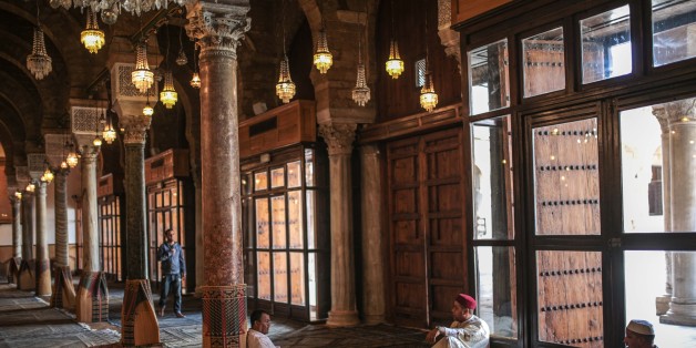 Worshippers rest after Friday afternoon prayers inside Ezzitouna Mosque, the oldest mosque in Tunisia and a major historic Islamic university, in Tunis, Tunisia, Friday, Oct. 23, 2015. (AP Photo/Mosa'ab Elshamy)