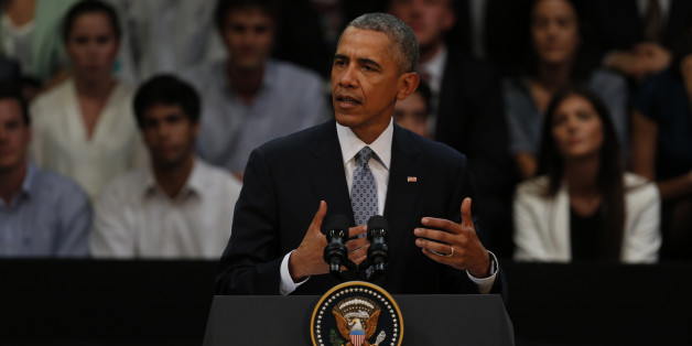 BUENOS AIRES, ARGENTINA - MARCH 23: U.S. President Barack Obama gives a speech during a meeting with young entrepreneurs at Usina del Arte on March 23, 2016 in Buenos Aires, Argentina. (Photo by Jerry Smith/LatinContent/Getty Images)