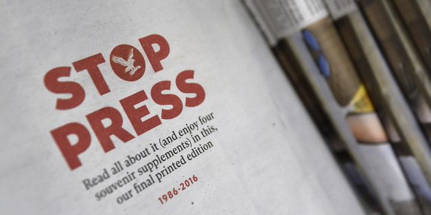Copies of the final print edition of The Independent newspaper are seen on sale at a newsagents in west London, Britain, March 26, 2016. REUTERS/Toby Melville