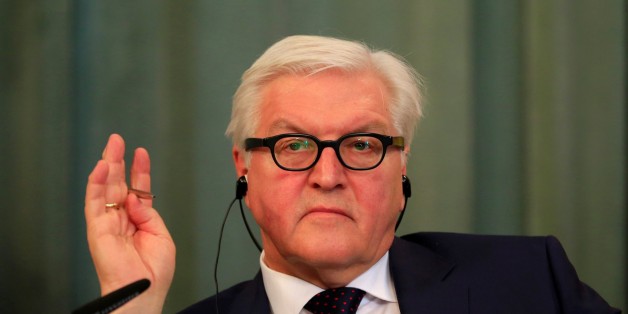 MOSCOW, RUSSIA - MARCH 23: German Foreign Minister Frank-Walter Steinmeier attends joint press conference with Russian Foreign Minister Sergey Lavrov ( not seen ) at the Russian Foreign Ministry's guest house in Moscow, Russia on March 23, 2016. (Photo by Sefa Karacan/Anadolu Agency/Getty Images)