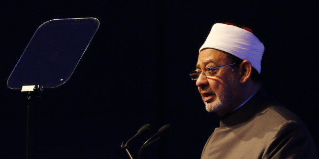 Egyptian Grand Sheikh of Al-Azhar, Ahmed al-Tayyeb speaks during the opening session of a two-day forum entitled 'Promoting Peace in Muslim Societies' on March 9, 2014 in Abu Dhabi. AFP PHOTO/KARIM SAHIB (Photo credit should read KARIM SAHIB/AFP/Getty Images)