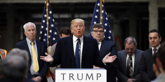 Republican presidential candidate Donald Trump speaks during a campaign event in the atrium of the Old Post Office Pavilion, soon to be a Trump International Hotel, Monday, March 21, 2016, in Washington. (AP Photo/Alex Brandon)