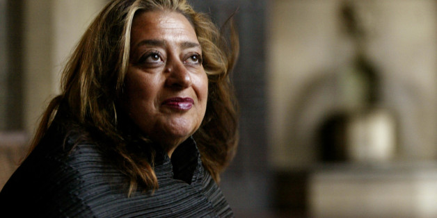FILE- In this March 21, 2004 file picture, Iraqi-British architect Zaha Hadid poses in West Hollywood, Calif. Hadid, whose modernist, futuristic designs included the swooping aquatic center for the 2012 London Olympics, has died aged 65, Thursday, March 31, 2016. (AP Photo/Kevork Djansezian, File)