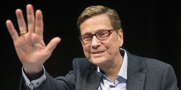 Former German foreign minister and former FDP chairman Guido Westerwelle gestures during the presentation of his new book "Zwischen zwei Leben" (Between two lives) at the Berliner Ensemble theatre in Berlin, Germany, November 8, 2015. In the book Westerwelle writes about his life with blood cancer. REUTERS/Hannibal Hanschke