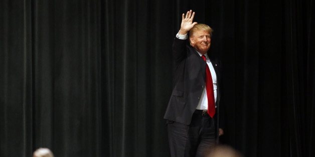 Republican presidential candidate Donald Trump speaks Saturday, April 2, 2016, during a campaign rally at Memorial High School in Eau Claire, Wis. (AP Photo/Jim Mone)
