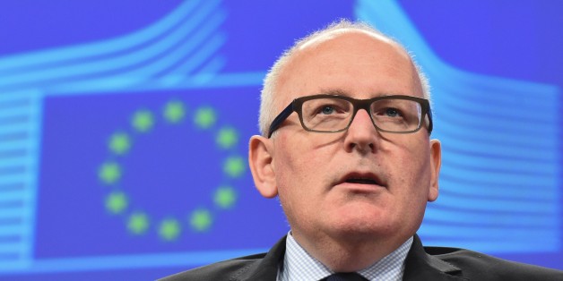 First Vice-President Frans Timmermans gives a press conference at the EU Headquarters in Brussels on April 6, 2016.
The European Union's executive launched a drive Wednesday to overhaul the EU's asylum rules to better share the burden of unprecedented migrant inflows. / AFP / JOHN THYS (Photo credit should read JOHN THYS/AFP/Getty Images)
