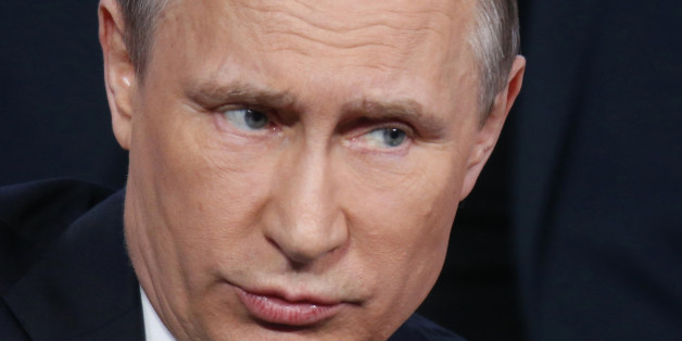 Russian President Vladimir Putin speaks during a media forum of the All-Russia People's Front in St.Petersburg, Russia, Thursday, April 7, 2016. Speaking Thursday at a media forum in St.Petersburg, Putin rejected links to offshore accounts, calling the leaks part of Western efforts to weaken Russia. (AP Photo/Dmitri Lovetsky, Pool)