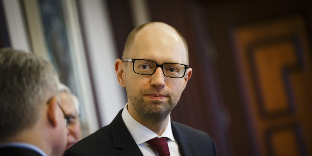 Kiev, UKRAINE - JUNE 24: Prime Minister of Ukraine, Arseni Jazenjuk is pictured during a meeting with German Foreign Minister Frank-Walter Steinmeier on June 24, 2014 in Kiev, Ukraine. (Photo by Thomas Trutschel/Photothek via Getty Images)