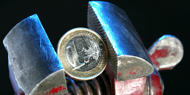 Euro coin in vice