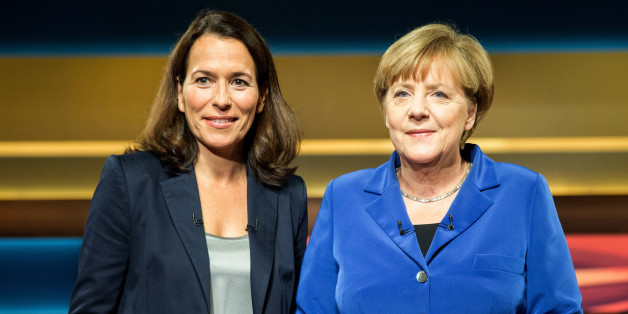 Merkel und Will. WIll berichtet von Bombendrohung.