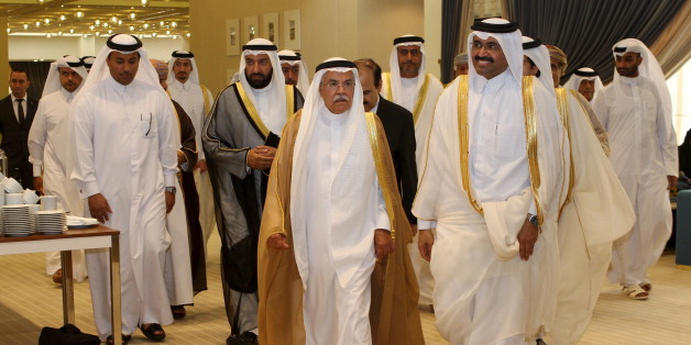 Qatar's Oil Minister Mohammed Saleh al-Sada (R) walks with Saudi Arabia's Oil Minister Ali al-Naimi as they arrive for a meeting of Gulf states' oil ministers in Doha, September 10, 2015. Gulf energy producers will continue to invest to maintain stable energy supplies, Qatar's Oil Minister Mohammed al-Sada said in Doha on Thursday ahead of a meeting of Gulf states' oil ministers. REUTERS/Naseem Zeitoon