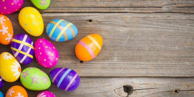 Easter eggs on wood