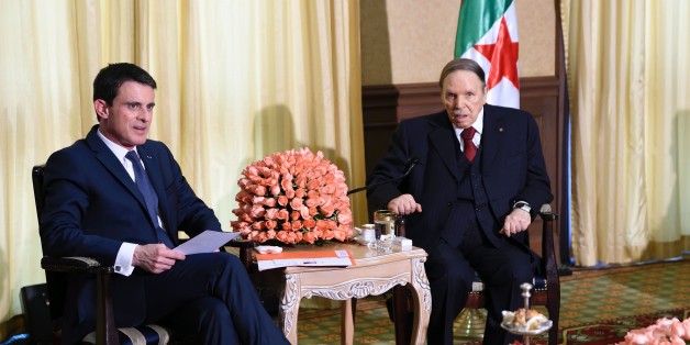 French Prime Minister Manuel Valls (L) meets Algerian President Abdelaziz Bouteflika at his residence during an official visit on April 10, 2016 in Zeralda, a suburb of the capital. / AFP / Eric FEFERBERG