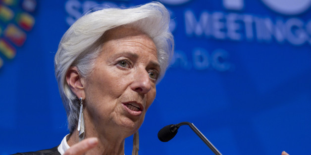 International Monetary Fund (IMF) Managing Director Christine Lagarde speaks during a news conference after the International Monetary and Financial Committee (IMFC) conference at the World Bank/IMF Spring Meetings at IMF headquarters in Washington, Saturday, April 16, 2016. ( AP Photo/Jose Luis Magana)