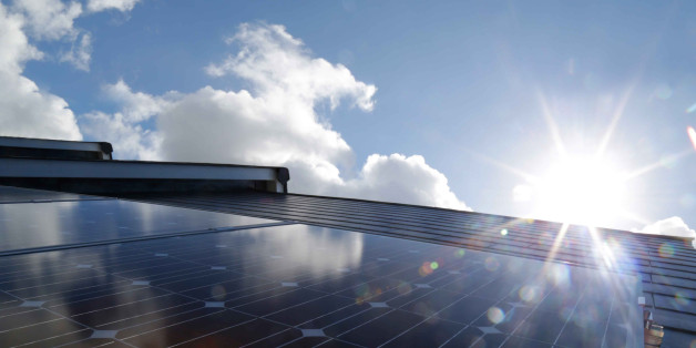 solar panels , abstract sunshine and blue sky