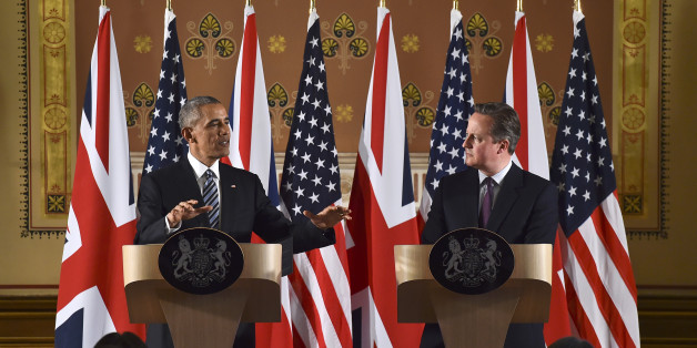 LONDON, ENGLAND - APRIL 22: US President Barack Obama (L) and British Prime Minister David Cameron during a press conference at the Foreign and Commonwealth Office on April 22, 2016 in London, England. The President and his wife are currently on a brief visit to the UK where they attended lunch with HM Queen Elizabeth II at Windsor Castle and later will have dinner with Prince William and his wife Catherine, Duchess of Cambridge at Kensington Palace. Mr Obama visited 10 Downing Street on this Friday afternoon and held a joint press conference with British Prime Minister David Cameron where he stated his case for the UK to remain inside the European Union. (Photo by Ben Stanstall - WPA Pool/Getty Images)