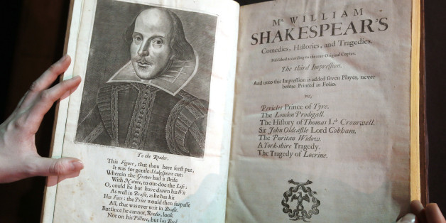 FILE - In this March 16, 2016, file photo, a portrait of William Shakespeare is seen in the Third Folio, in London. William Shakespeare died 400 years ago Saturday, April 23, an anniversary marked across the "sceptered isle" and across the pond. And sports, like much else, is in Shakespeare's debt. (AP Photo/Kirsty Wigglesworth, File)