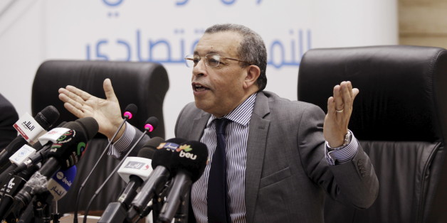 Algeria's Finance Minister Abderrahmane Benkhalfa talks to the press during a news conference in Algiers, Algeria April 11, 2016. REUTERS/Ramzi Boudina