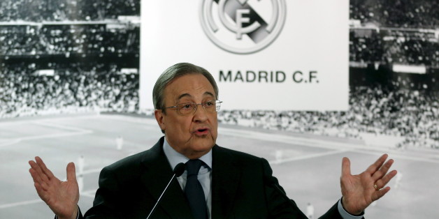 Real Madrid's President Florentino Perez speaks during a news conference at Santiago Bernabeu stadium in Madrid, Spain, November 23, 2015. Real Madrid president Florentino Perez has called a news conference to face the media after Saturday's humiliating 4-0 La Liga defeat at home to Barcelona in the 'Clasico' soccer match. REUTERS/Juan Medina