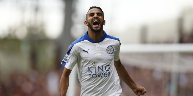 Football - West Ham United v Leicester City - Barclays Premier League - Upton Park - 15/8/15Riyad Mahrez celebrates scoring the second goal for LeicesterMandatory Credit: Action Images / John SibleyLivepicEDITORIAL USE ONLY. No use with unauthorized audio, video, data, fixture lists, club/league logos or "live" services. Online in-match use limited to 45 images, no video emulation. No use in betting, games or single club/league/player publications. Please contact your account representative for