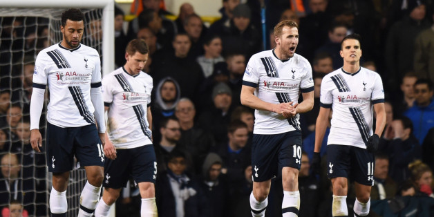 Football Soccer - Tottenham Hotspur v West Bromwich Albion - Barclays Premier League - White Hart Lane - 25/4/16Tottenham's Mousa Dembele, Jan Vertonghen, Harry Kane and Erik Lamela look dejected after West Brom's first goalAction Images via Reuters / Tony O'BrienLivepicEDITORIAL USE ONLY. No use with unauthorized audio, video, data, fixture lists, club/league logos or "live" services. Online in-match use limited to 45 images, no video emulation. No use in betting, games or single club/league/pl