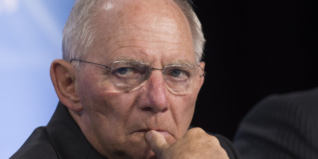 German Finance Minister Wolfgang Schauble listens during a press conference on 'Joint Action Against Tax Fraud and Money Laundering-Transparency at the Global Level,' during the IMF and World Bank Group 2016 Spring Meetings on April 14, 2016 in Washington, DC. / AFP / MOLLY RILEY (Photo credit should read MOLLY RILEY/AFP/Getty Images)