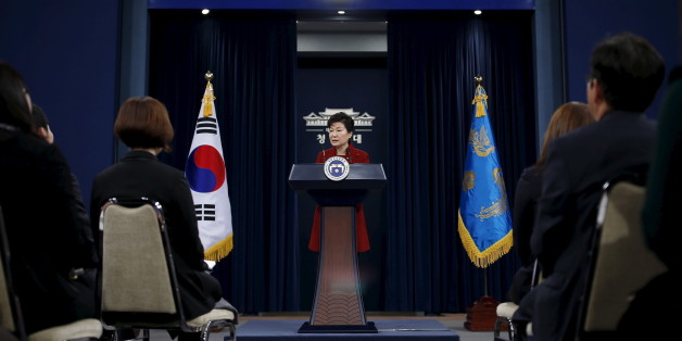 South Korean President Park Geun-hye answers reporters' question during her New Year news conference at the Presidential Blue House in Seoul, South Korea, January 13, 2016. REUTERS/Kim Hong-Ji