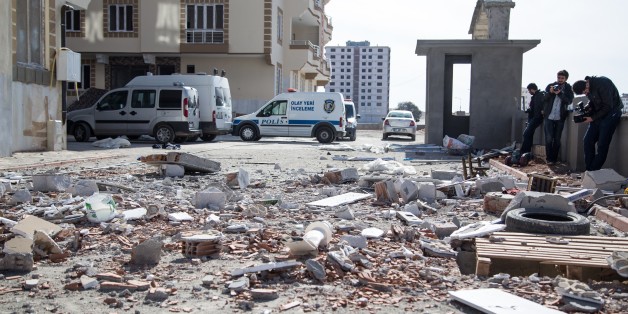 GAZIENTEP, TURKEY - NOVEMBER 15: Rubble of a damaged house is seen after an explosion during an anti-terror operation in Gaziantep, Turkey on November 15, 2015. A Daesh terrorist was captured dead in the house. (Photo by Orhan Cicek/Anadolu Agency/Getty Images)