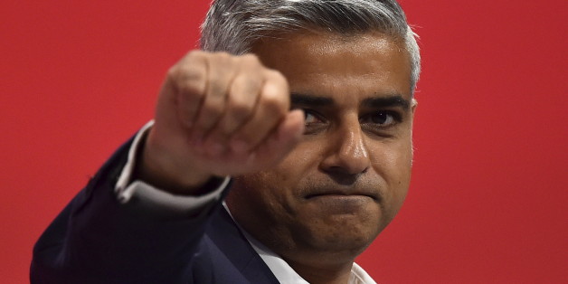 London mayoral candidate Sadiq Khan gestures as he delivers his speech at the Labour Party conference at Brighton, Britain, September 30, 2015. REUTERS/Toby Melville