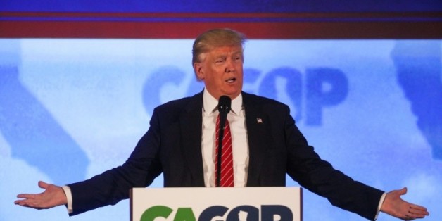 Donald Trump candidat à l'investiture républicaine, lors d'un discours le 29 avril 2016 à Burlingame (Californie)