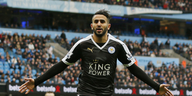 Football - Manchester City v Leicester City - Barclays Premier League - Etihad Stadium - 6/2/16Leicester City's Riyad Mahrez celebrates scoring their second goalAction Images via Reuters / Jason CairnduffLivepicEDITORIAL USE ONLY. No use with unauthorized audio, video, data, fixture lists, club/league logos or "live" services. Online in-match use limited to 45 images, no video emulation. No use in betting, games or single club/league/player publications. Please contact your account representati