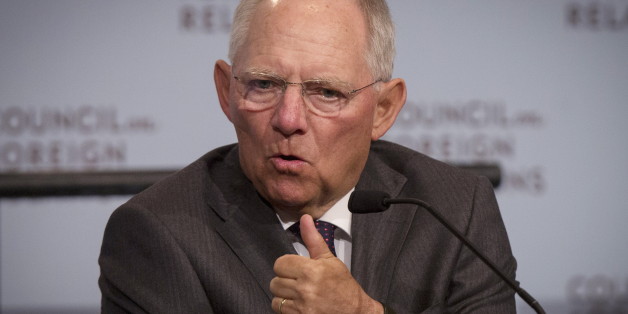 German Finance Minister Wolfgang Schauble speaks at the Council on Foreign Relations in New York April 15, 2015. REUTERS/Brendan McDermid