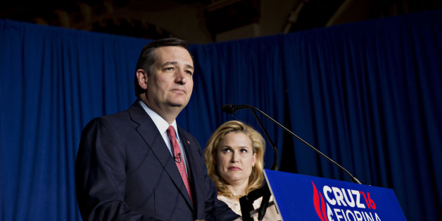 Senator Ted Cruz, a Republican from Texas and 2016 presidential candidate, pauses while speaking as his wife Heidi Cruz, right, looks on during a campaign event in Indianapolis, Indiana, U.S., on Tuesday, May 3, 2016. Real-estate developer Donald Trump is the presumptive Republican presidential nominee after his top challenger, Cruz, dropped out after a crushing defeat in Tuesday's Indiana primary. Photographer: Daniel Acker/Bloomberg via Getty Images