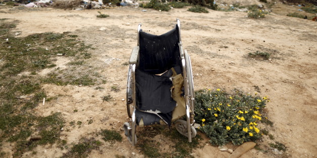 A wheelchair is seen at the impoverished Zhor neighborhood of Kasserine, where young people have been demonstrating for jobs since last week, January 28, 2016. REUTERS/Zohra Bensemra