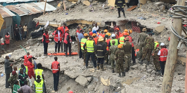Rescue workers continue to search for survivors in Huruma neighbourhood in the rubble of a six-storey building that collapsed in Nairobi, Kenya, May 5, 2016. REUTERS/Thomas Mukoya