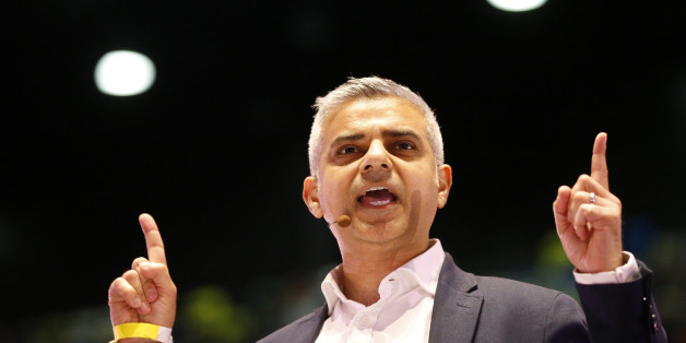 In this April 28, 2016 photo, Candidate for London Mayor Sadiq Khan speaks during an assembly at the London Mayor election event of London Citizens in London. In the race to become Londonâs next mayor, one candidate is a bus driver's son who grew up in social housing, the other a billionaire's son raised in a mansion. They are two very different London success stories, and one is about to become mayor of Europe's largest city. The contrast between Labour's Sadiq Khan and Conservative candidate Zac Goldsmith is resonant in a city where soaring property prices are increasing income disparities.(AP Photo/Frank Augstein)