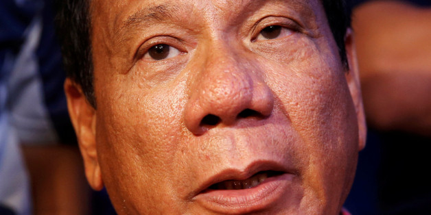 Presidential candidate Rodrigo 'Digong' Duterte speaks during a news conferece after voting in the national elections in Davao city in southern Philippines, May 9, 2016. REUTERS/Erik De Castro