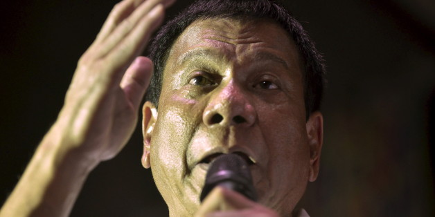 Philippine presidential candidate and Davao city mayor Rodrigo 'Digong' Duterte delivers a statement during a campaign rally in Novaliches Quezon city, metro Manila April 23, 2016. REUTERS/Ezra Acayan