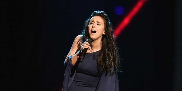 Ukraine's Jamala performs the song '1944' during a dress rehearsal for the second semifinal at the Eurovision Song Contest in Stockholm, Sweden, Wednesday, May 11, 2016. (AP Photo/Martin Meissner)